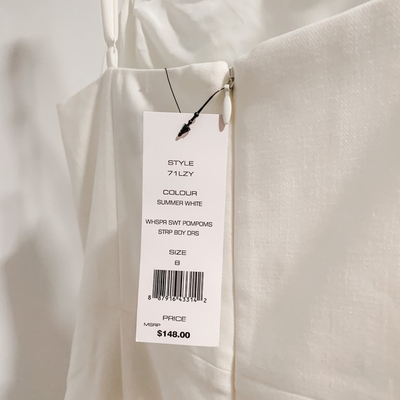 French Connection white pom Pom mini dress size 8 - Picture 3 of 6